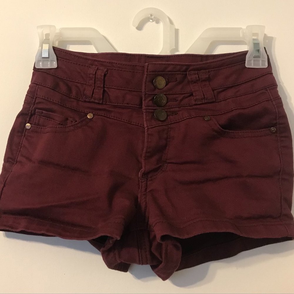 Maroon Jean Shorts